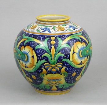 Appraisal: A Large Italian Polychrome Jar ca th Century Attributed to