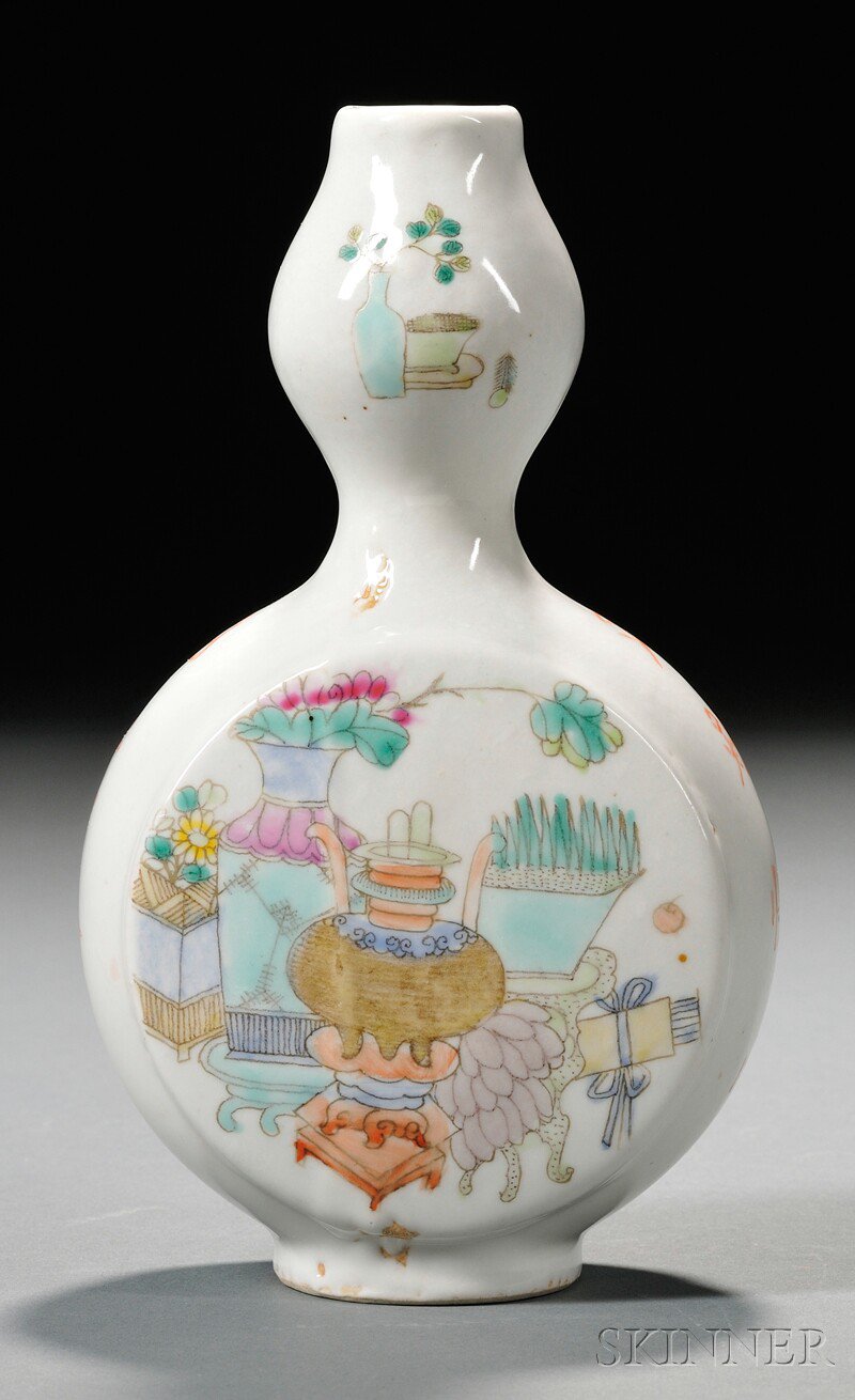 Appraisal: Famille Verte Flask Vase China early th century decorated with