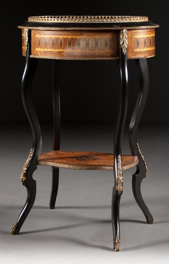 Appraisal: Napoleon III style gilt-metal-mounted partial ebonized tulipwood and kingwood marquetry