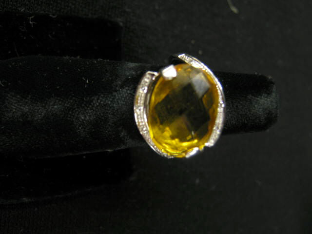 Appraisal: Citrine Diamond Ring oval faceted rich gem weighing carats in