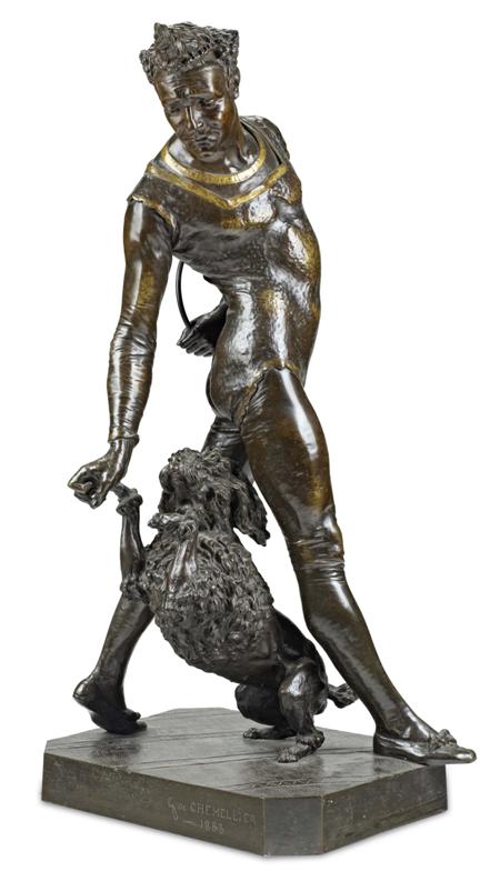 Appraisal: GEORGE DE CHEMELLIER FRENCH - GET UP bronze brown gilt