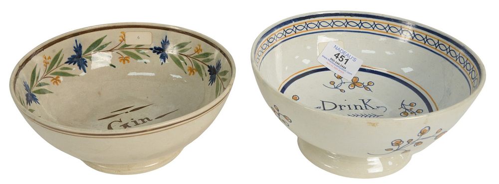 Appraisal: Two English Bowls one marked Gin the other marked Drink