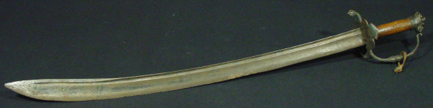 Appraisal: th century steel bladed sabre with chased decoration to the