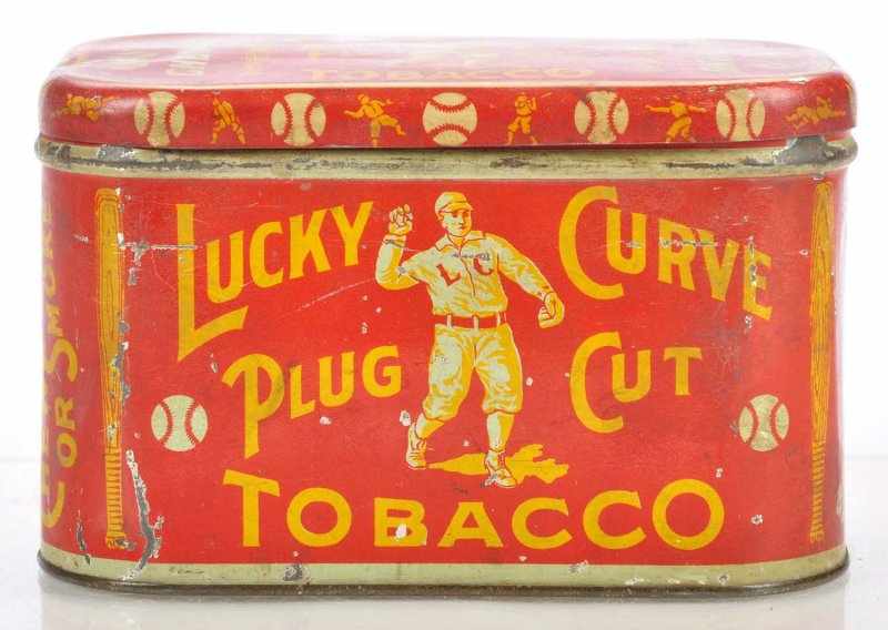 Appraisal: Lucky Curve Plug Cut Tobacco Description Baseball themed tin Scarce