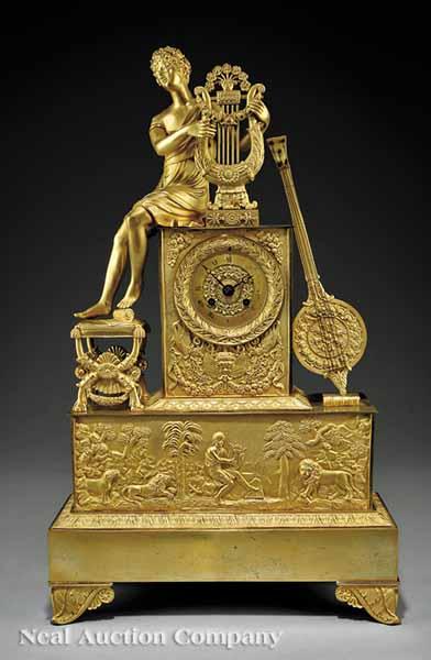 Appraisal: A French Classical Gilt Bronze Figural Mantel Clock early th