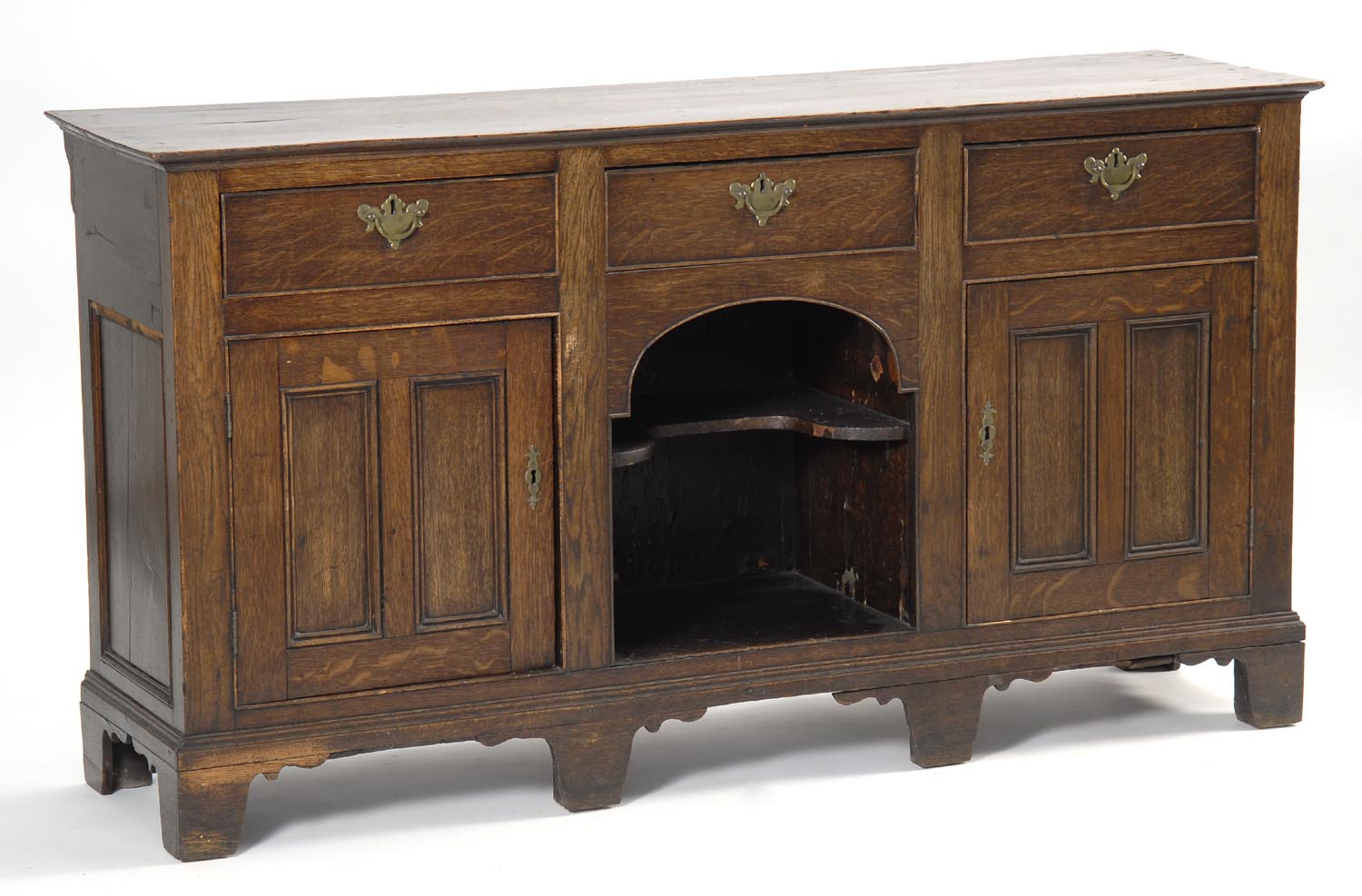 Appraisal: TH CENTURY ENGLISH SERVER in oak Three drawers across top