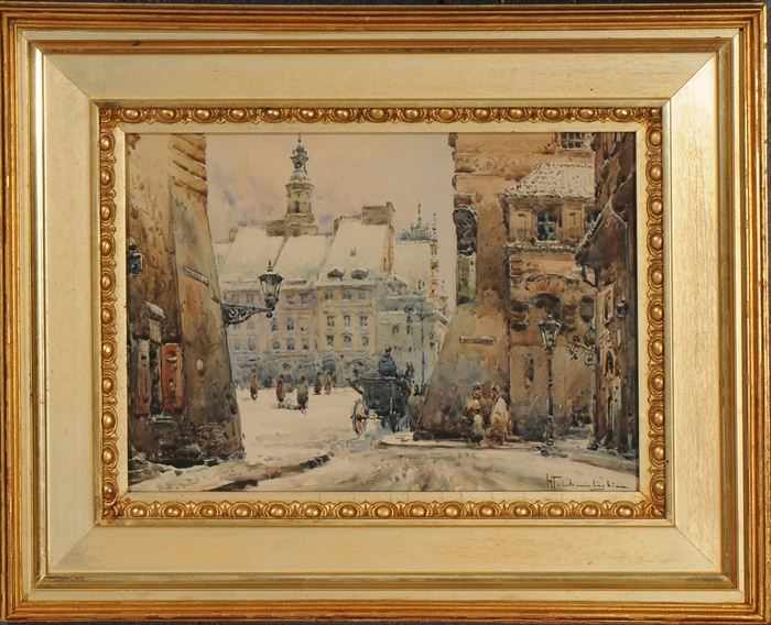 Appraisal: WLADISLAW CHMIELINSKI - OLD TOWN SQUARE IN WARSAW Watercolor on