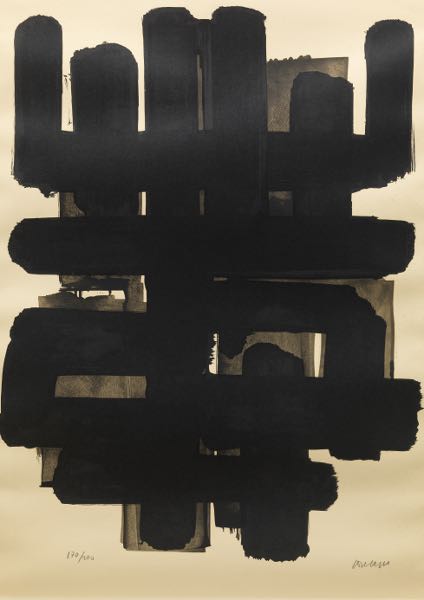 Appraisal: PIERRE SOULAGES FRENCH B x paper Lithographie No Color lithograph