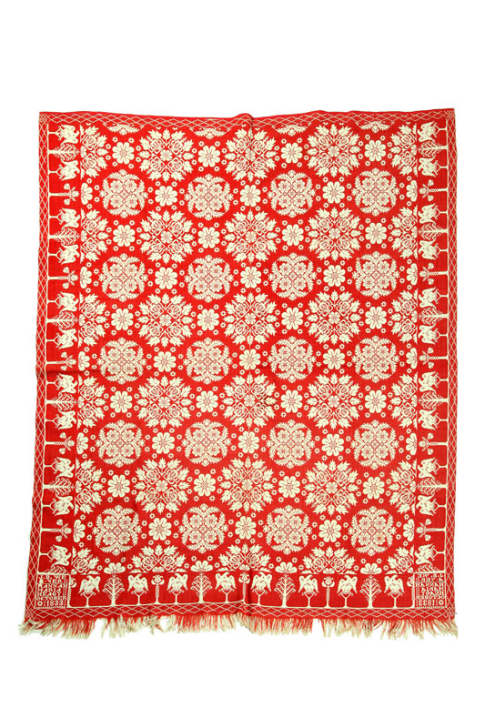 Appraisal: JACQUARD COVERLET Franklin Township Adams County Pennsylvania wool and cotton