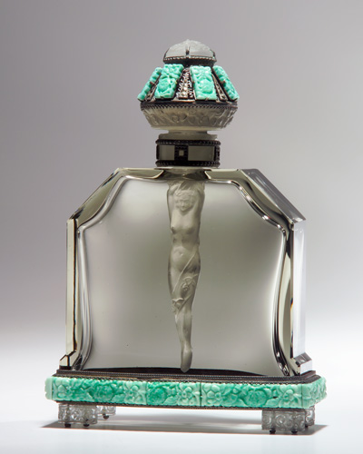 Appraisal: HOFFMAN Nude dauber perfume bottle in grey crystal the stopper