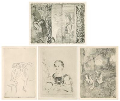 Appraisal: Four Edgar Degas etchings French - Danseuses Dans La Coulisse