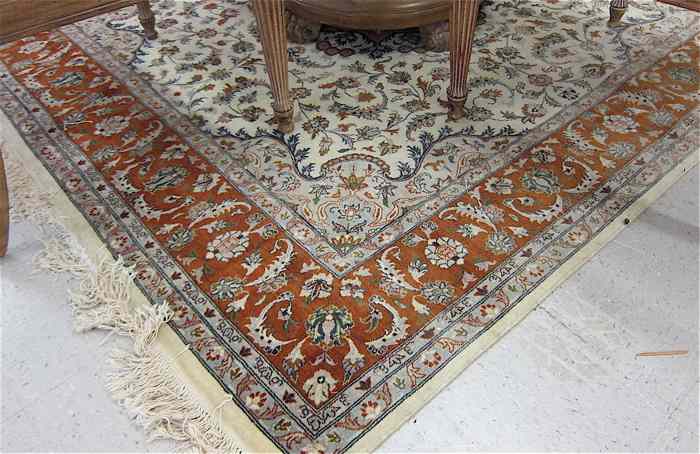 Appraisal: HAND KNOTTED ORIENTAL AREA RUG Indo-Persian floral and central floral