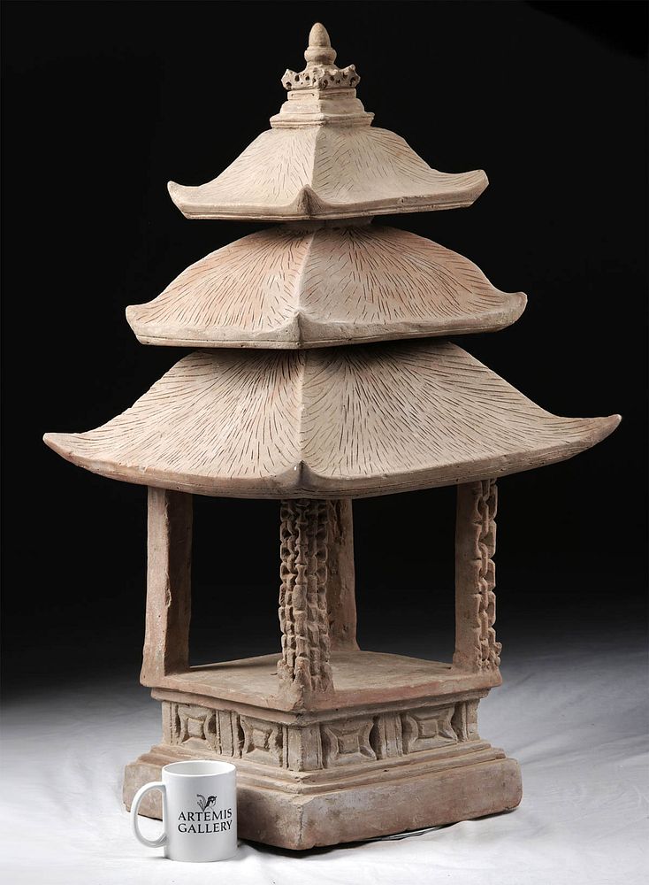 Appraisal: Impressive th C Majapahit Pottery Statue of a Pagoda Originally