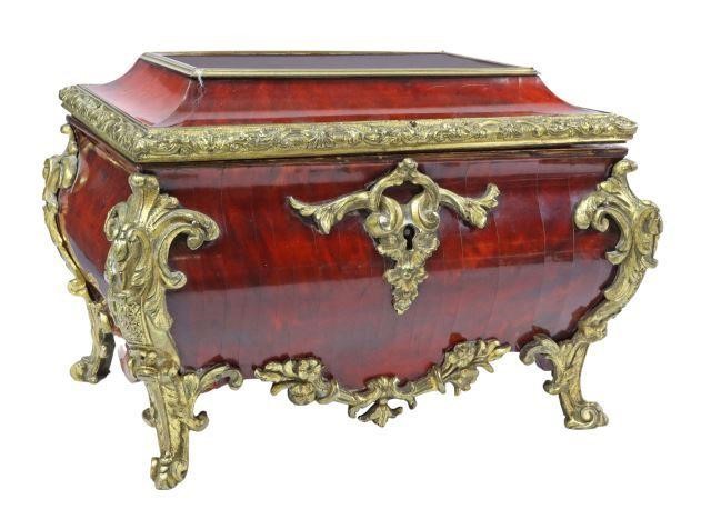 Appraisal: French Louis XV style tortoise shell jewel casket dresser box