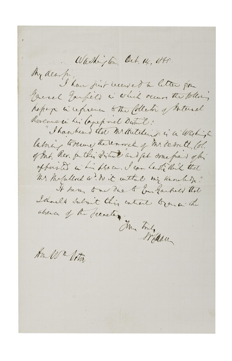 Appraisal: CHASE SALMON P Autograph Letter Signed as Secretary of the