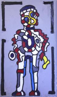 Appraisal: CORVINO Paolo Oil on Canvas Abstract Figure o Gray Background