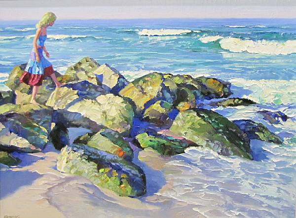 Appraisal: Howard Behrens American born Rocks in the water signed 'Behrens'