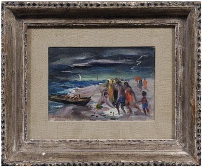 Appraisal: Louis Bosa painting New York - storm at the beach