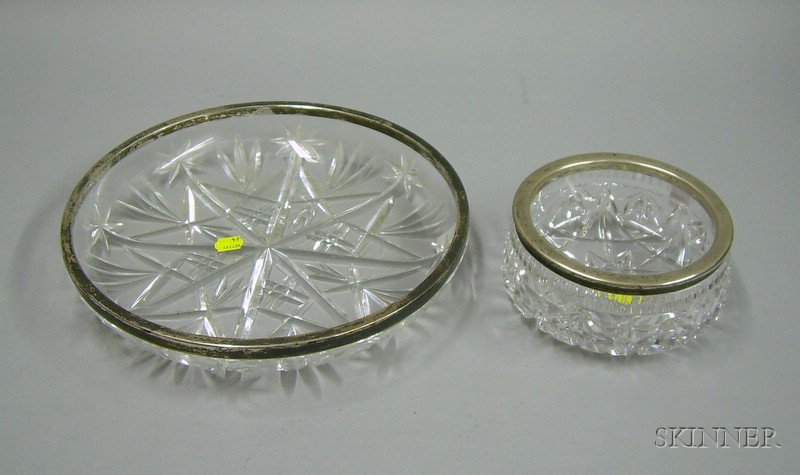 Appraisal: Two Silver and Glass Bowls colorless with silver rim one