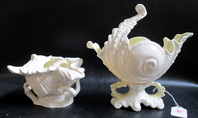 Appraisal: BELLEEK CONCH SUGAR SHELL AND VICTORIA SHELL the conch marked