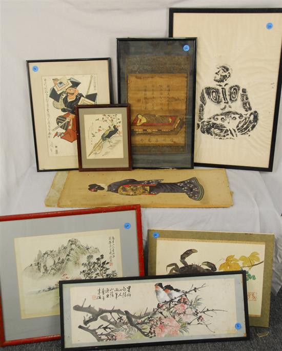 Appraisal: COLLECTION OF NINETEEN FRAMED ASIAN WORKS OF ART including Japanese