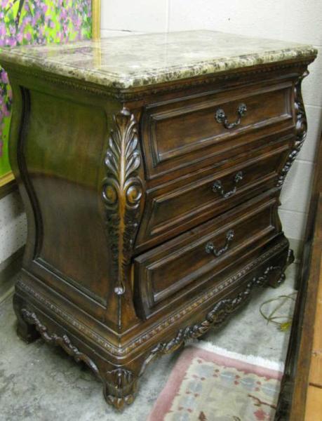 Appraisal: Pair of Marble Top Decorator Three-Drawer Nightstands