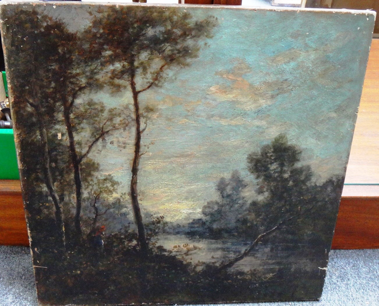 Appraisal: Follower of Jean Baptiste Camille Corot Wooded landscape oil on