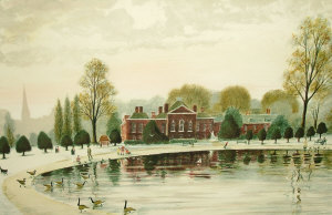 Appraisal: Jeremy King b - View of a park lithograph printed