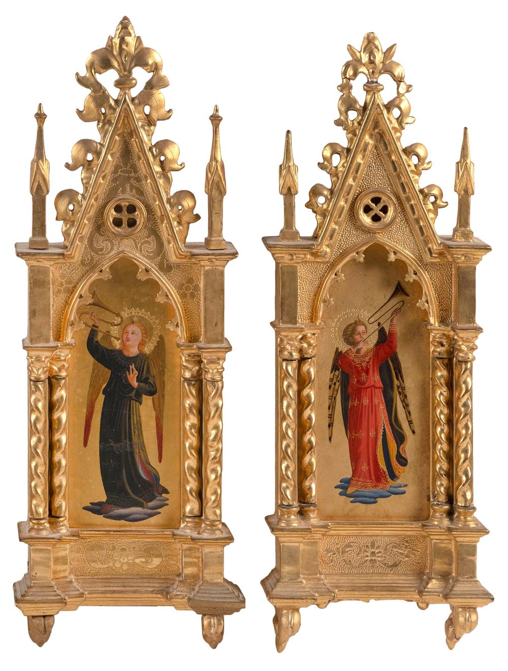 Appraisal: PAIR OF FLORENTINE GRAND TOUR PAINTINGS OF ANGELS AFTER FRA