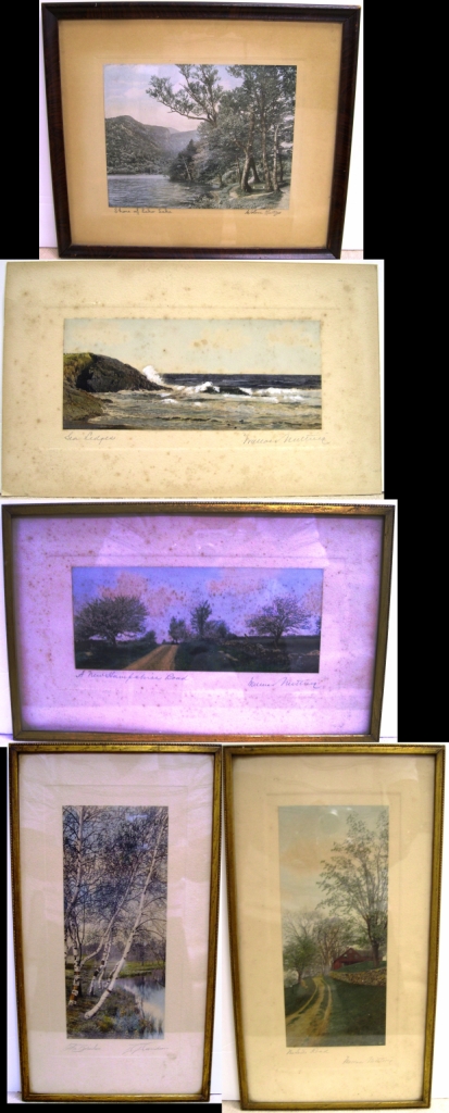 Appraisal: Four Wallace Nutting colored photographs including'' Shore of Echo Lake''