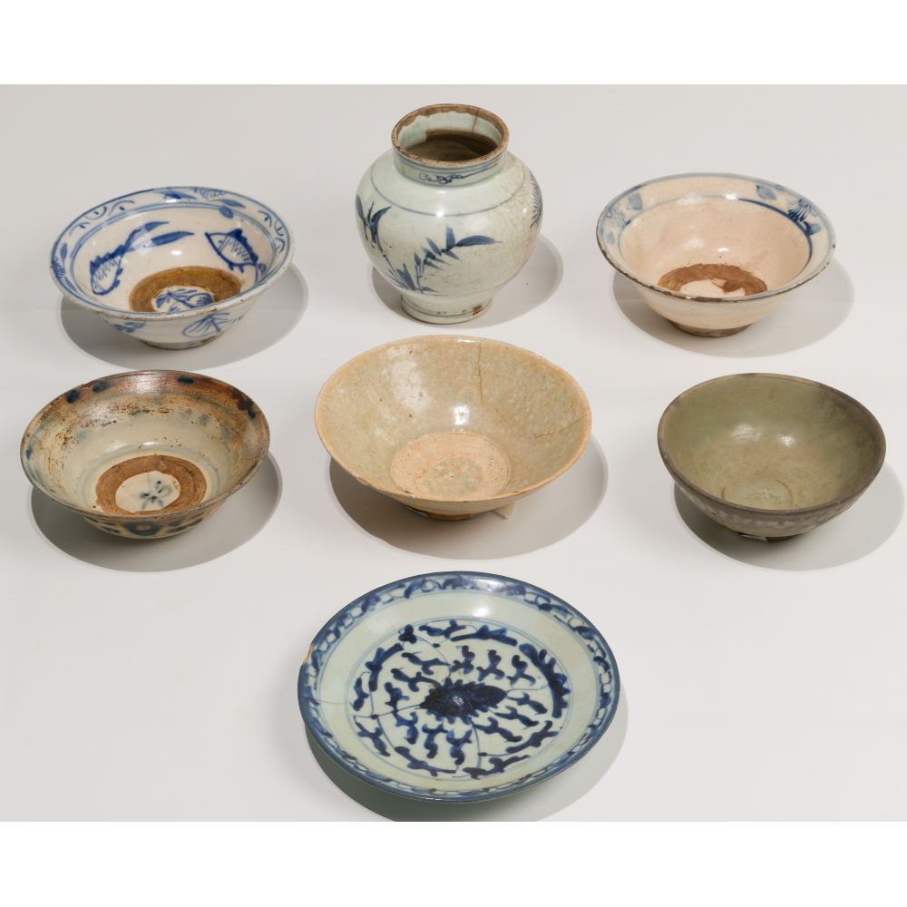 Appraisal: ASIAN CERAMIC ASSORTMENT items including bowls plate and vase most