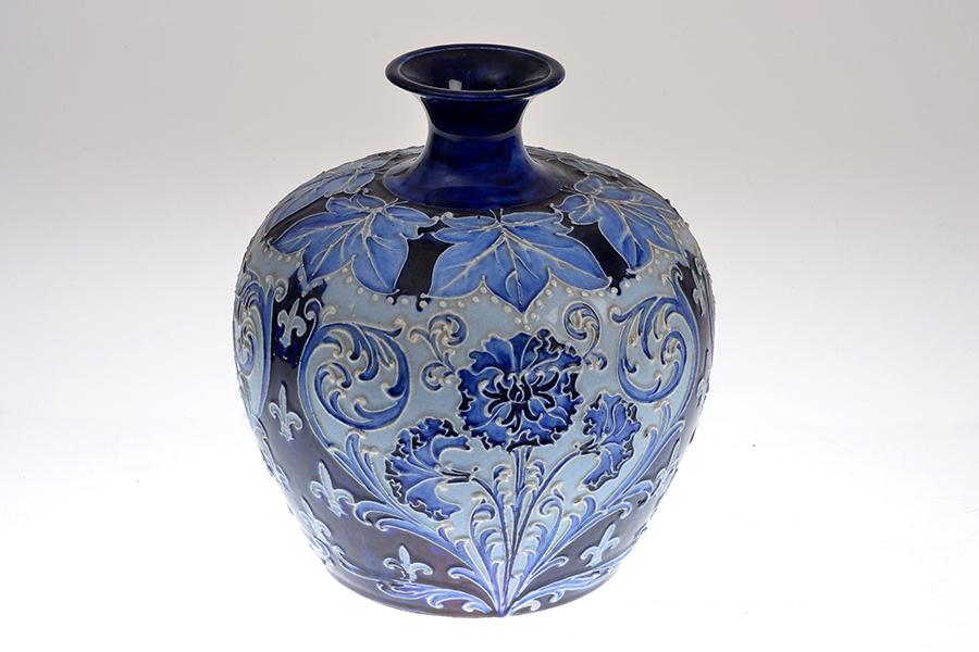 Appraisal: A WILLIAM MOORCROFT FLORIAN WARE DIANTHUS PATTEN VASE bulbous body