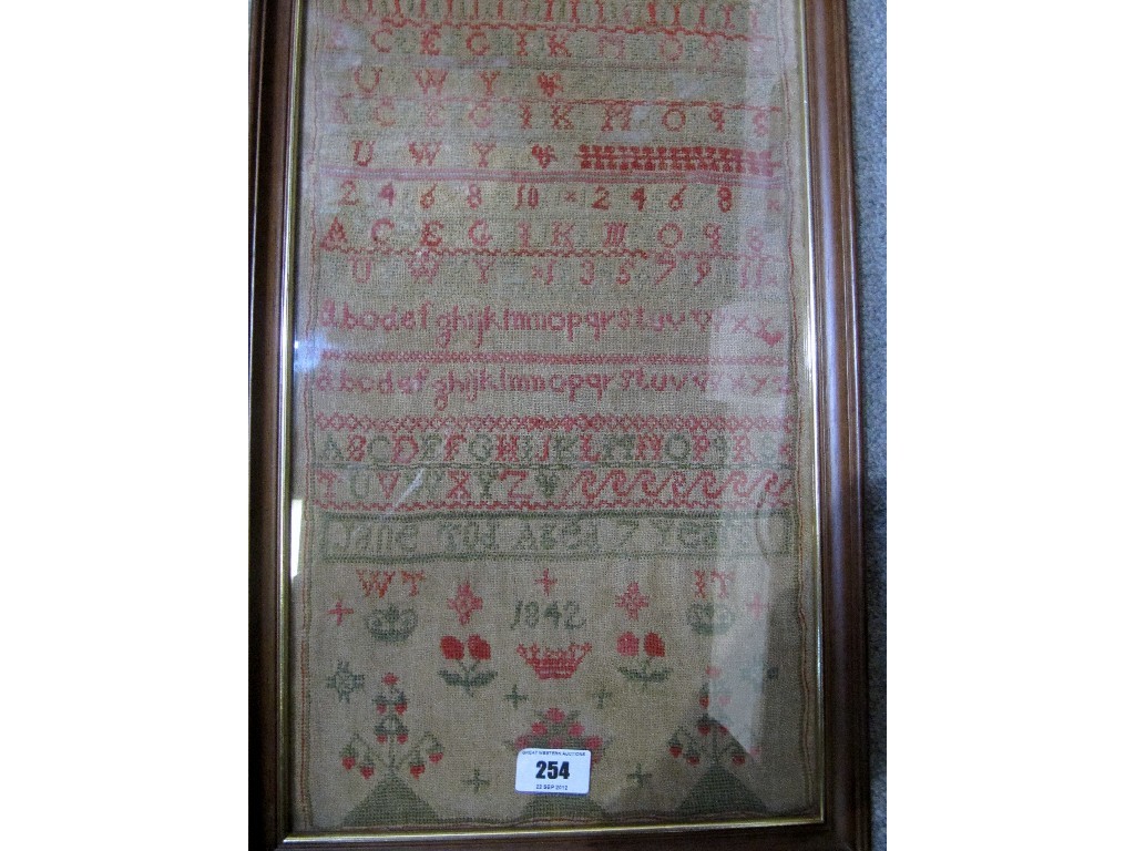 Appraisal: A framed sampler dated