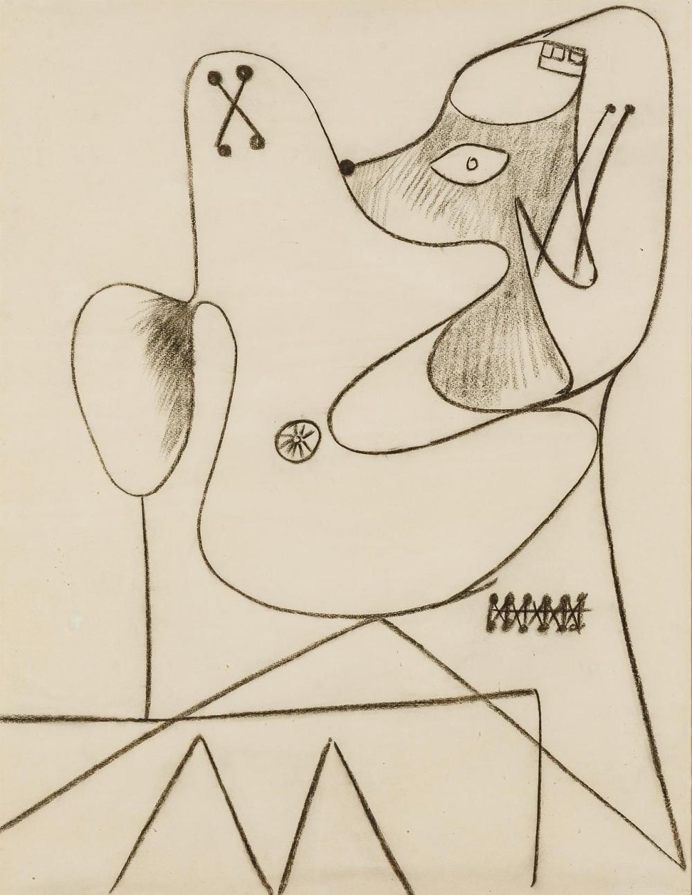 Appraisal: ARSHILE GORKY American Untitled Double Drawing - charcoal on paper