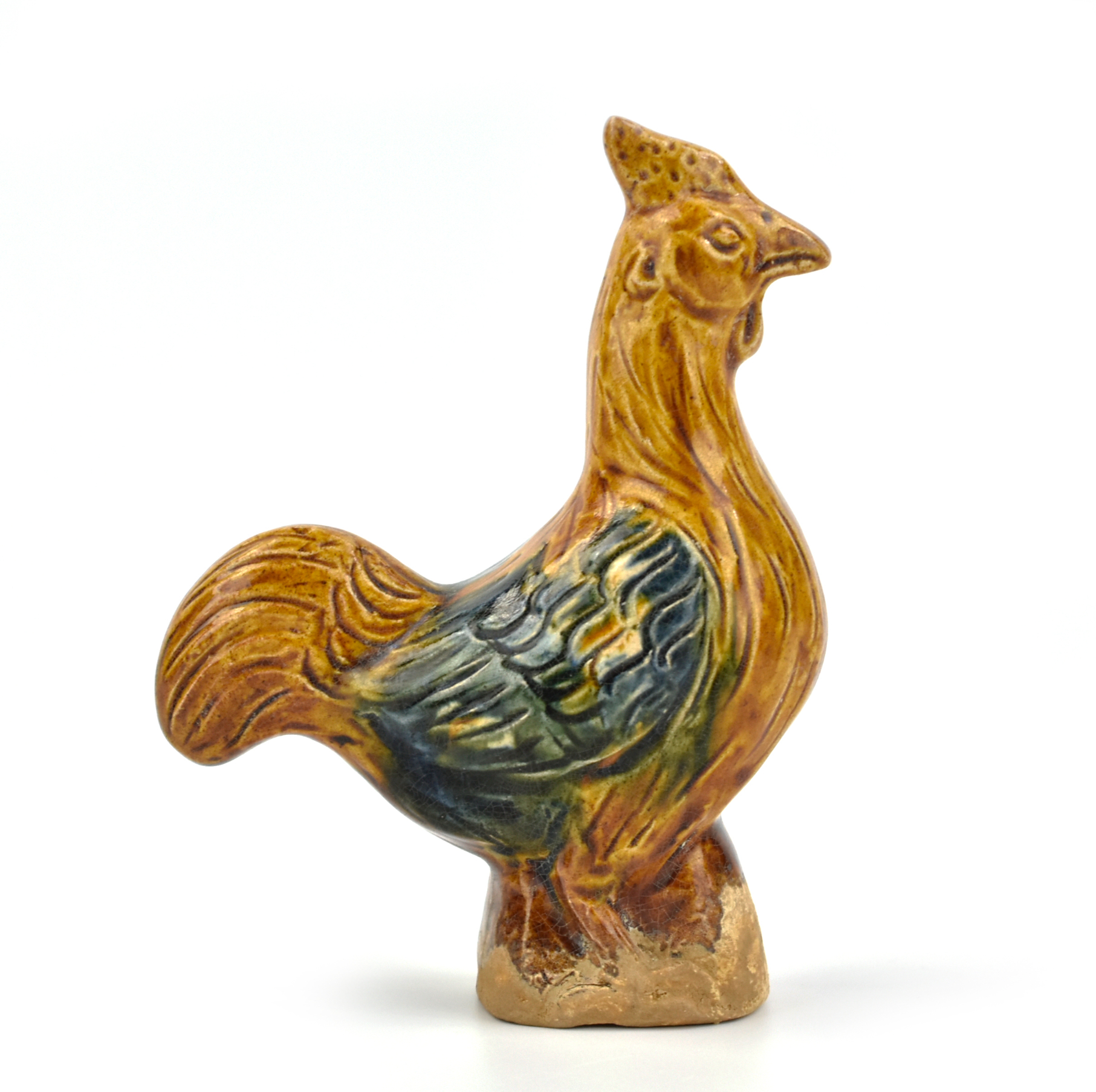 Appraisal: Chinese Tang Dynasty sancai glazed Rooster small pottery model of