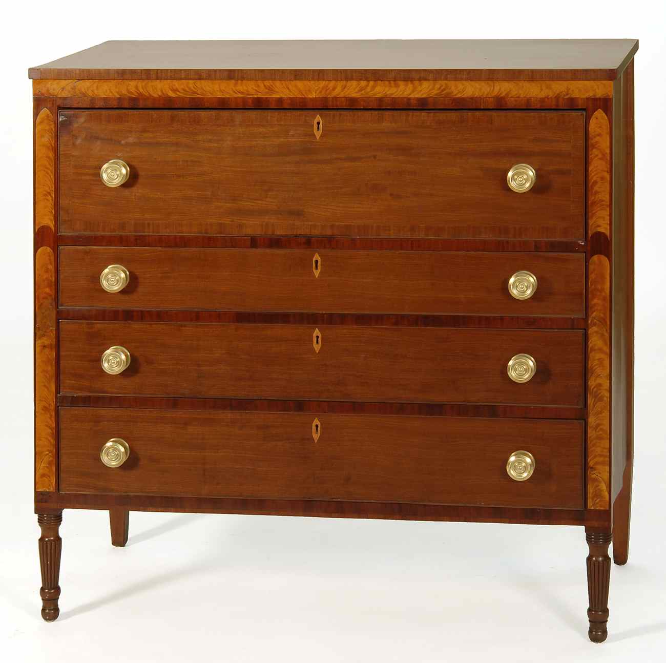 Appraisal: ANTIQUE SHERATON FOUR-DRAWER CHEST Early th CenturyIn cherry with flame