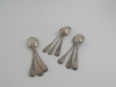 Appraisal: Nine various Queen Anne George II tablespoons some initialled mixed