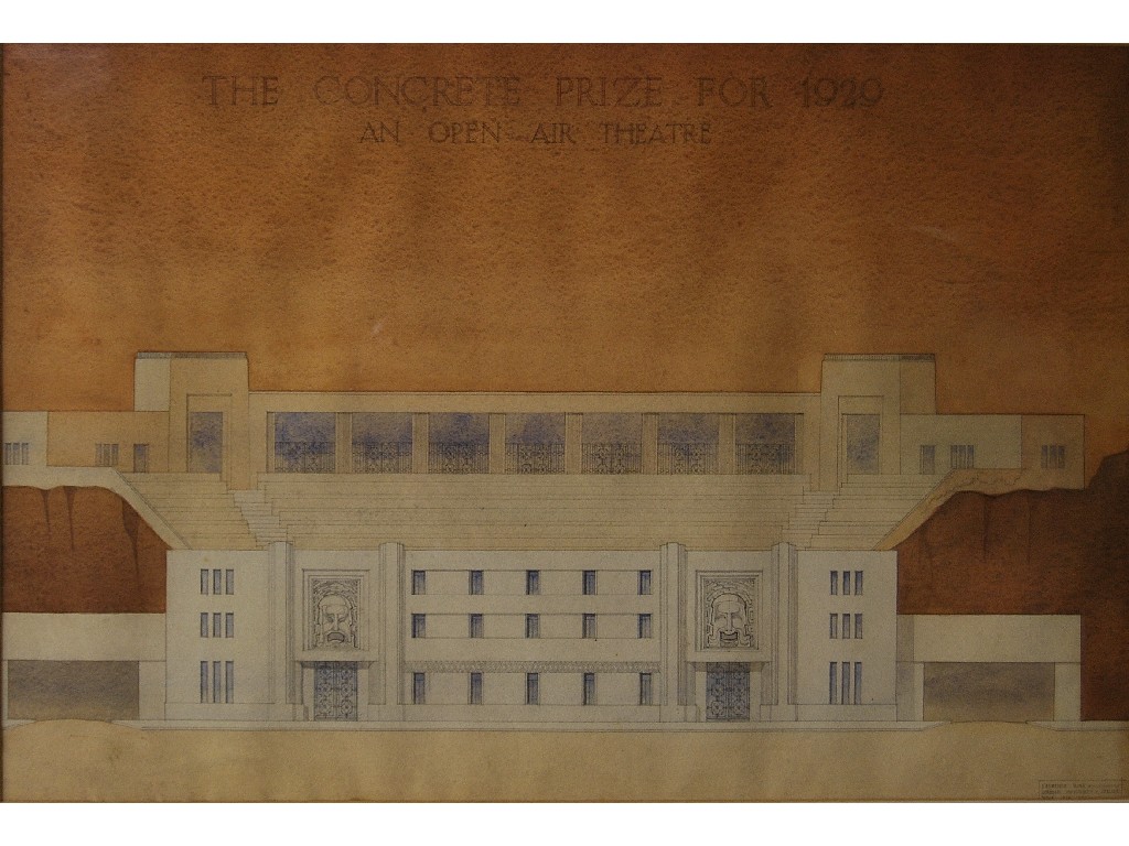 Appraisal: Two large framed architectural plans - 'The Concrete Prize for