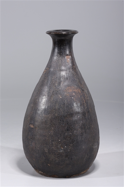 Appraisal: Korean black glazed ceramic vase as-is condition H x D