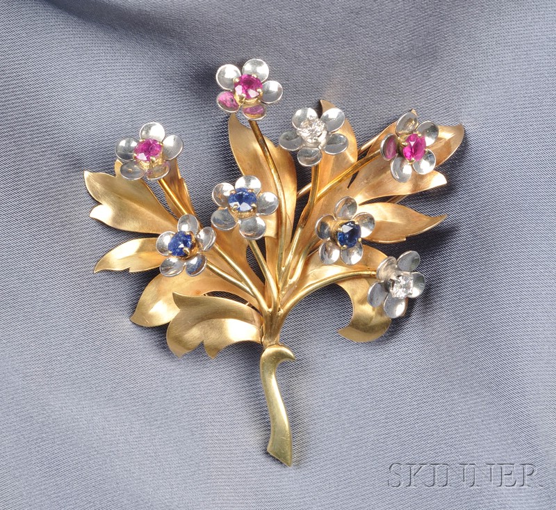 Appraisal: kt Gold Platinum and Gem-set Bouquet Brooch Boucheron Paris each