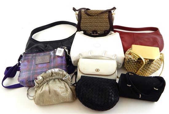 Appraisal: TEXTILES Ten designer handbags including Coach Gucci and Mark Cross