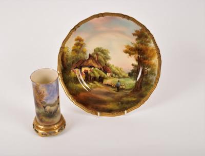 Appraisal: A Royal Worcester cylindrical vase painted sheep signed H Davis