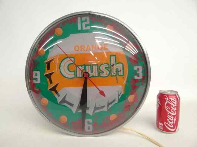 Appraisal: Vintage Orange Crush clock '' Diameter