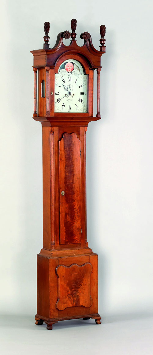 Appraisal: Pennsylvania Chippendale walnut tall case clock ca the broken arch