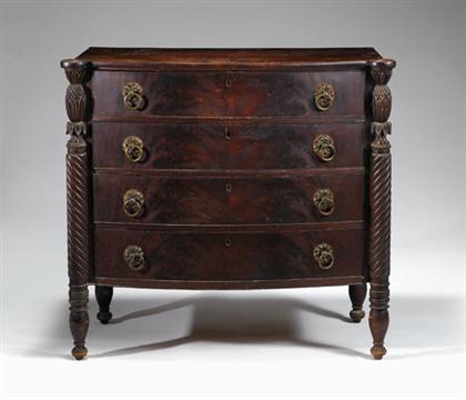 Appraisal: Classical carved mahogany swell front chest of drawers circa The