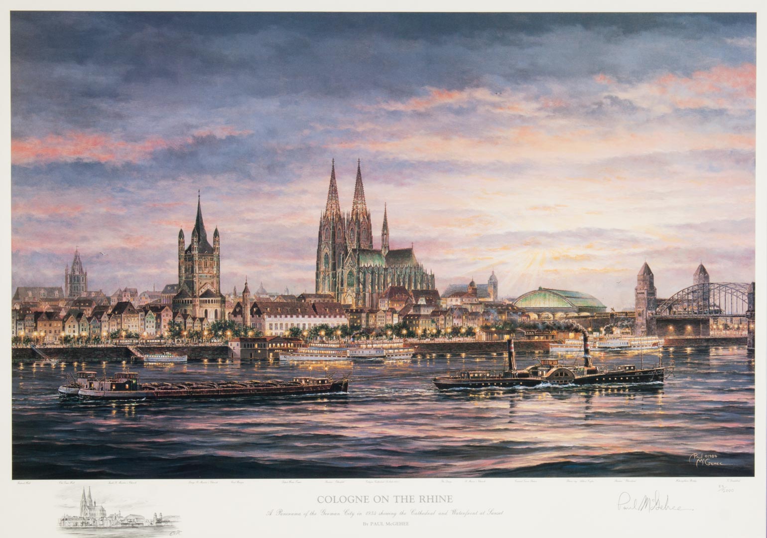 Appraisal: Paul McGehee Cologne on the Rhine lithograph American b Color