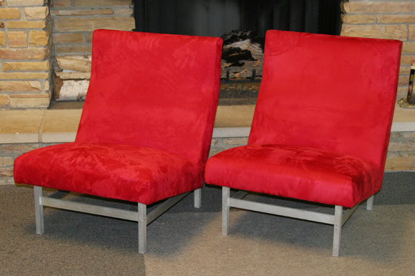 Appraisal: Pair of Jens Risom aluminum base armless lounge chairs Scandinavian