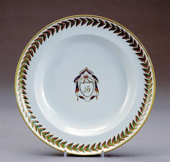 Appraisal: Chinese Export porcelain armorial soup plate circa gilt band with