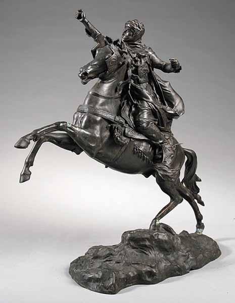 Appraisal: A French Bronze Group of A Mounted Cossack Warrior after