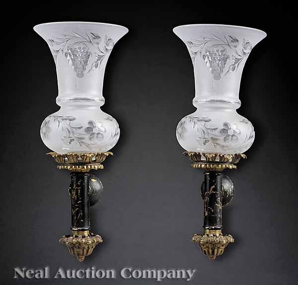 Appraisal: A Group of Three Ormolu and Patinated Brass Sconces th